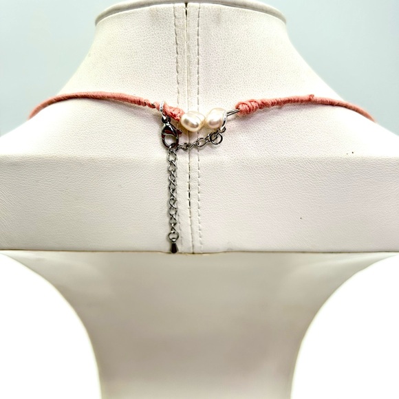 Luxury Artisan Floral Pearl Necklace - Pink and Green - Picture 3 of 5